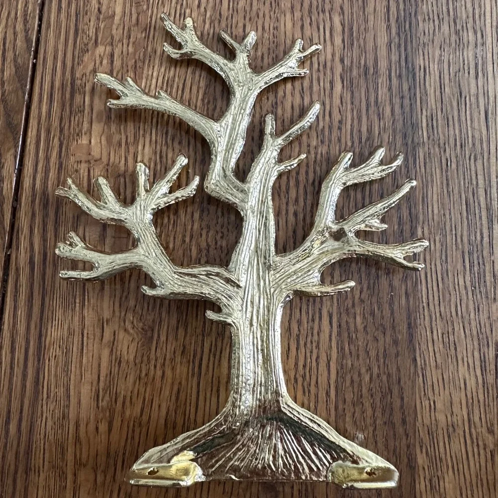 Unbranded Jewelry Tree Stand Unisex OS Gold Metal Nature Decor Organizer